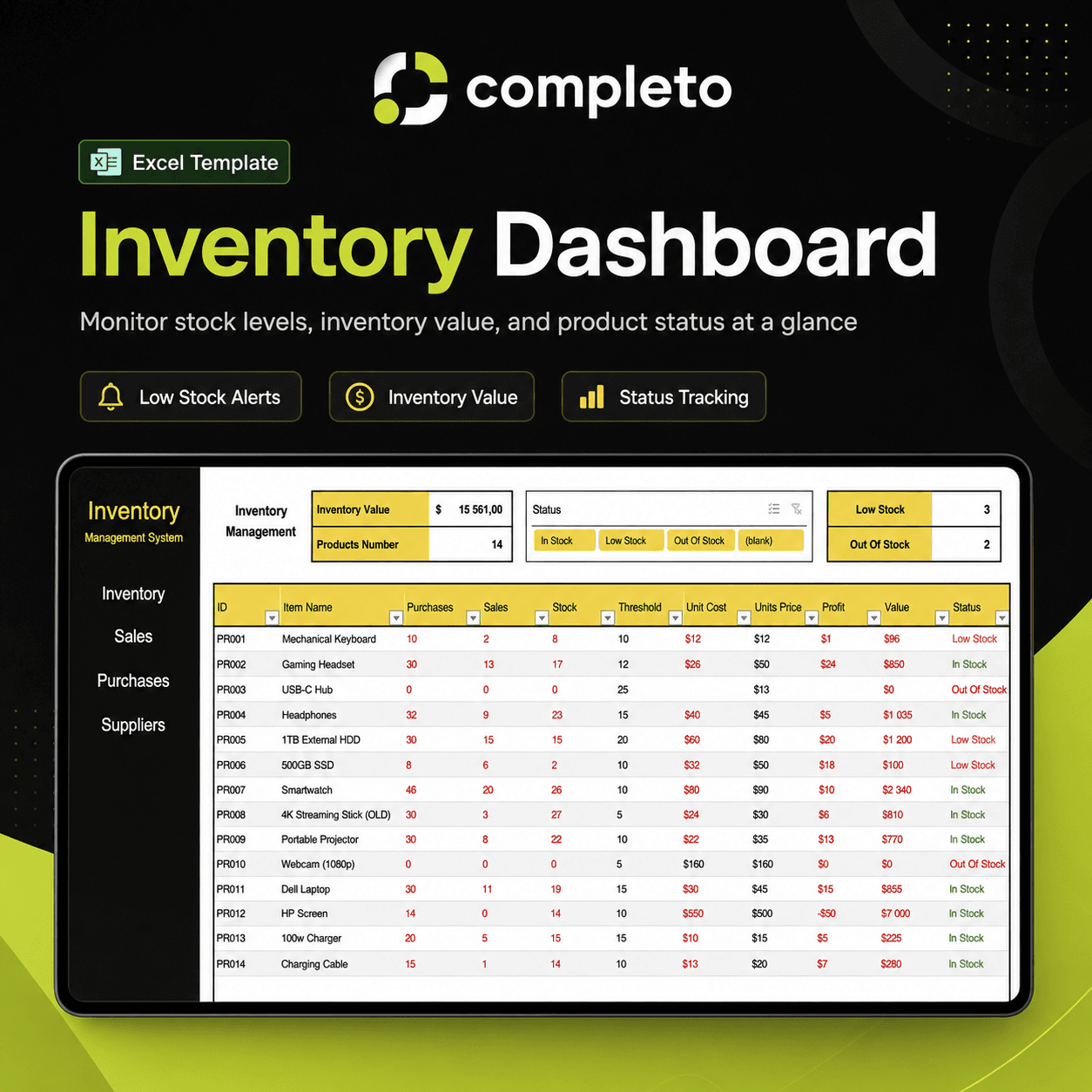 Inventory Management Excel Template – Stock & Suppliers — screenshot 2