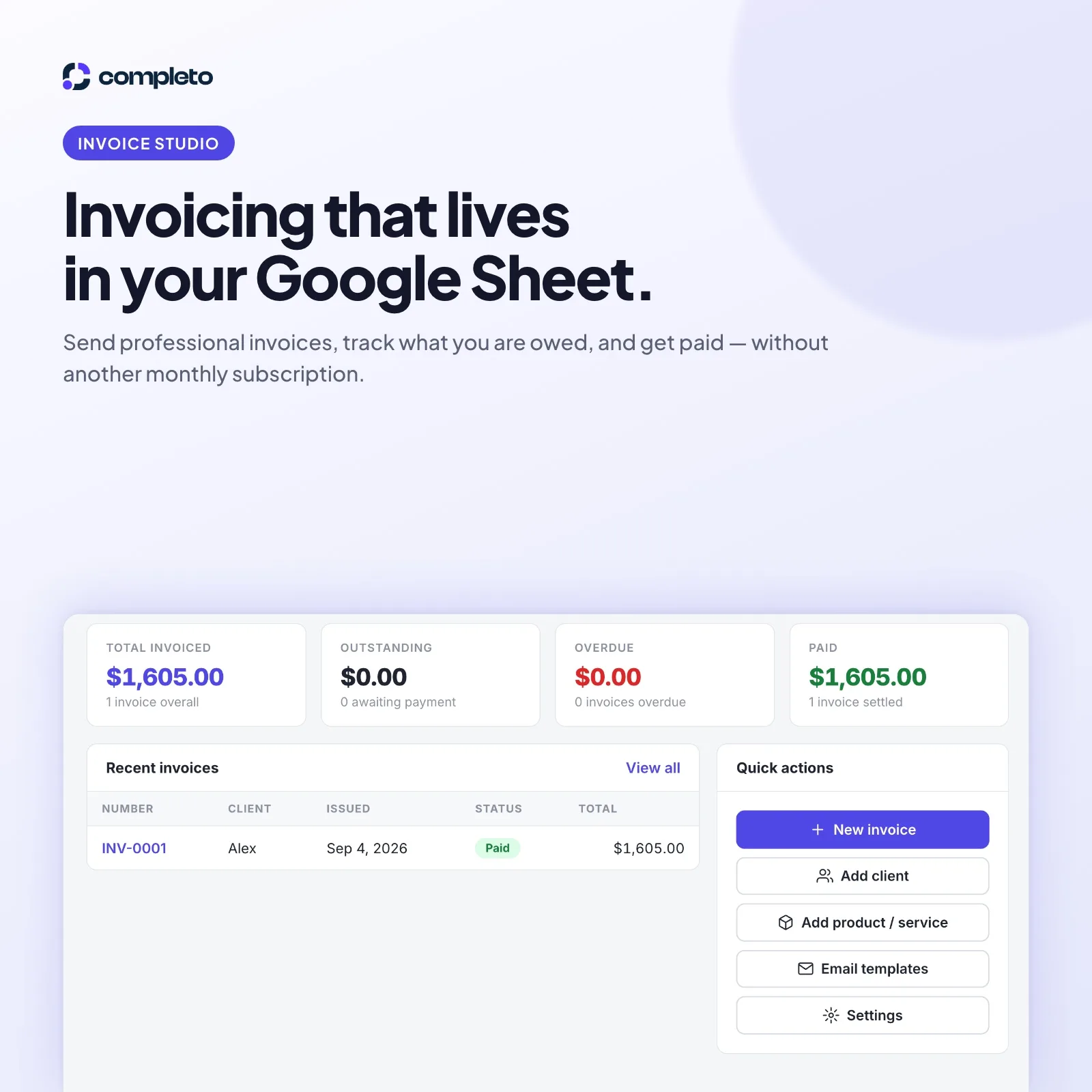 Invoice Studio — Google Sheets Invoicing App